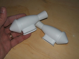 Completely assembled engine pods.